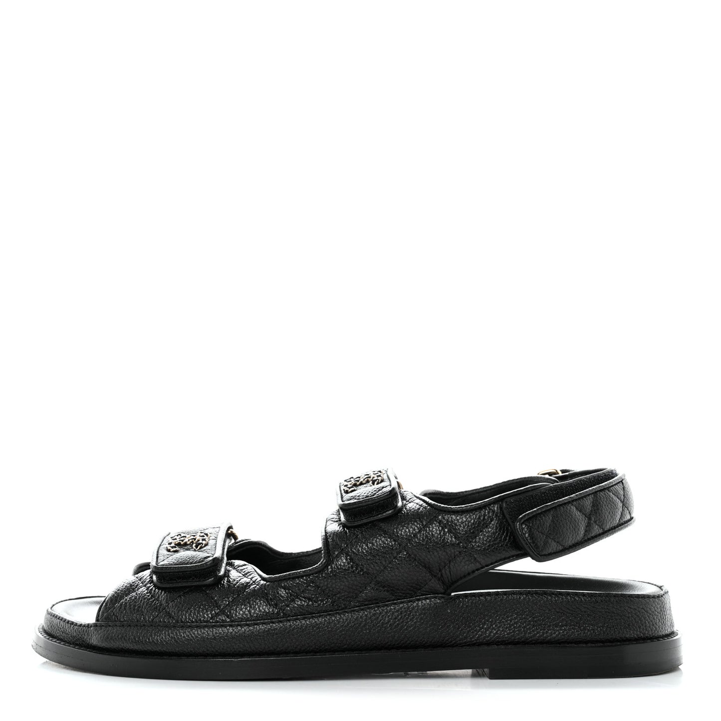 Grained Calfskin Velcro Dad Sandals 39.5 Black