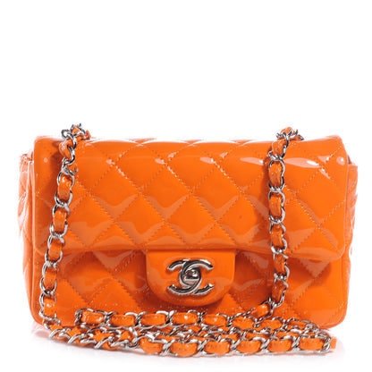 Chanel Patent Quilted Mini Flap Orange 1 of 9