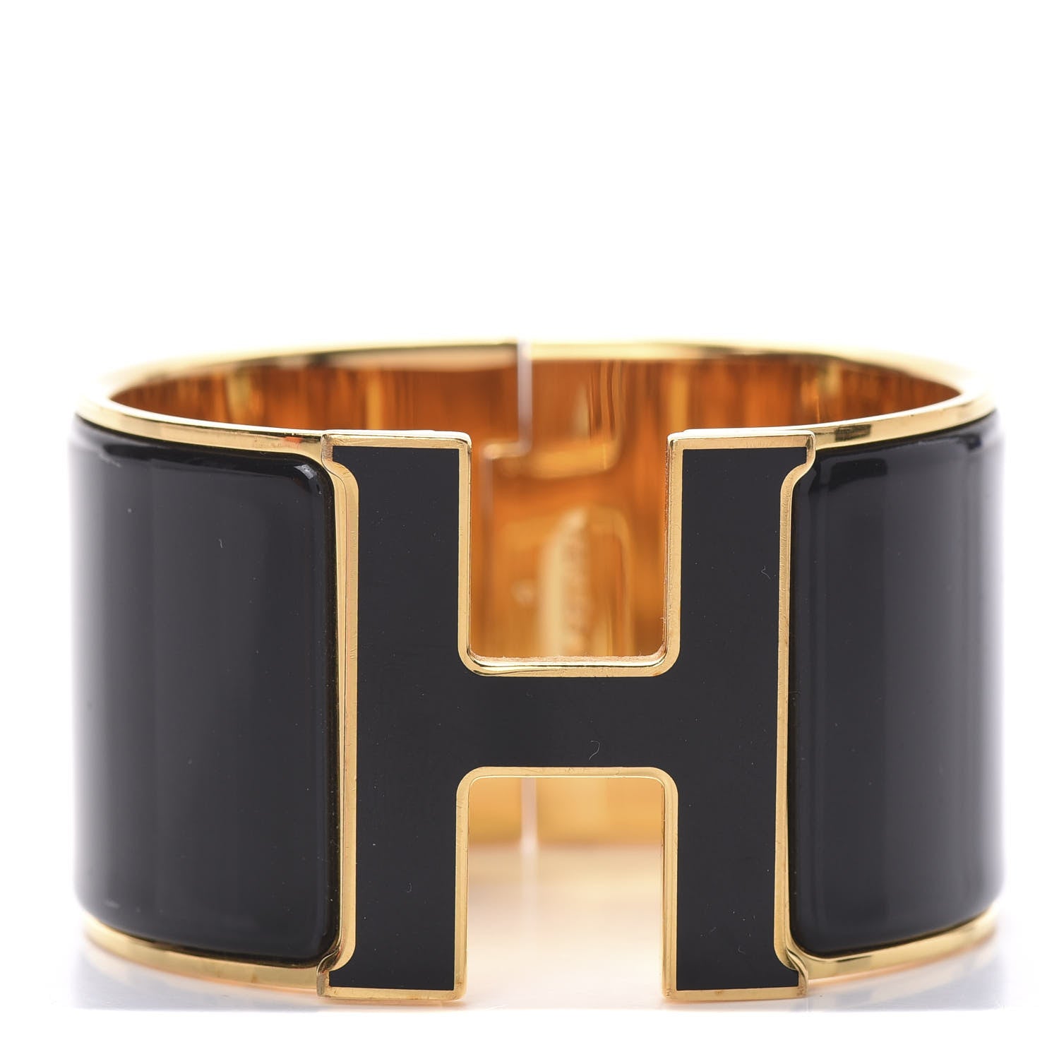 Hermes Enamel Extra Wide Clic Clac H Bracelet PM Black 1 of 4