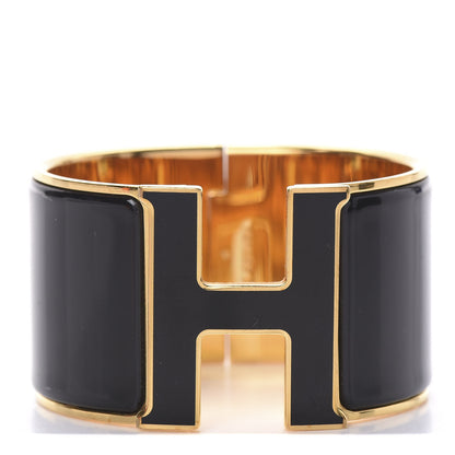 Hermes Enamel Extra Wide Clic Clac H Bracelet PM Black 1 of 4