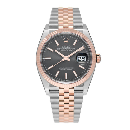 Rolex Stainless Steel 18K Everose Gold 36mm Oyster Perpetual Datejust Watch Slate 126231 1 of 5