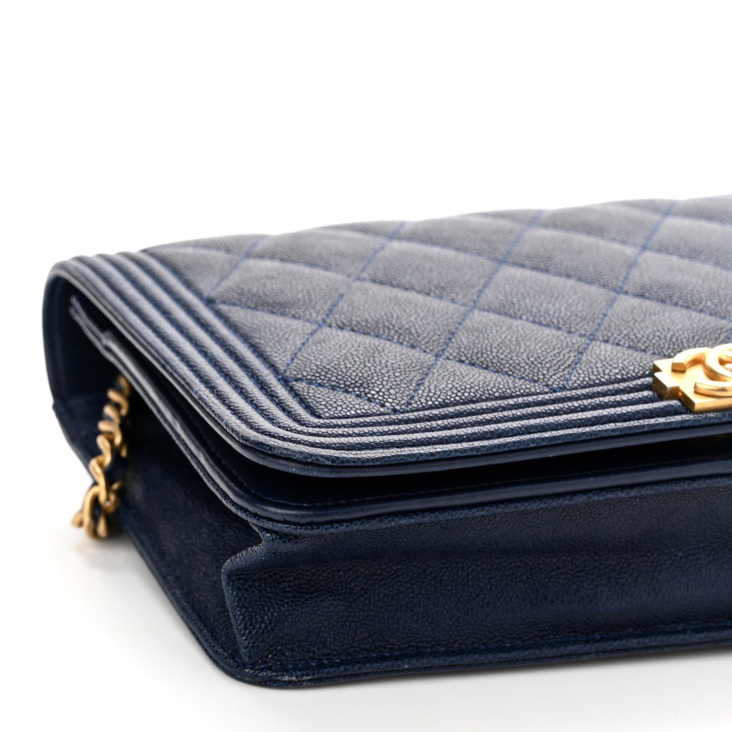 Chanel Caviar Quilted Boy Wallet On Chain WOC Navy 10 of 13
