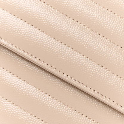 Saint Laurent Grain De Poudre Matelasse Chevron Monogram Envelope Clutch Dark Beige 8 of 10