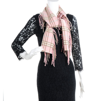 Burberry Cashmere Check Happy Fringe Scarf Pink 2 of 3