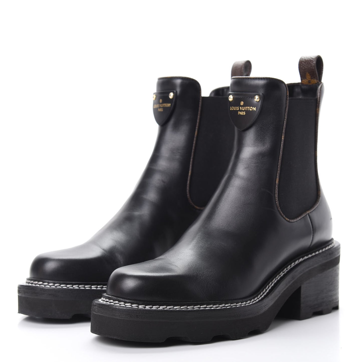 Calfskin Monogram Beaubourg Ankle Boots 38.5 Black