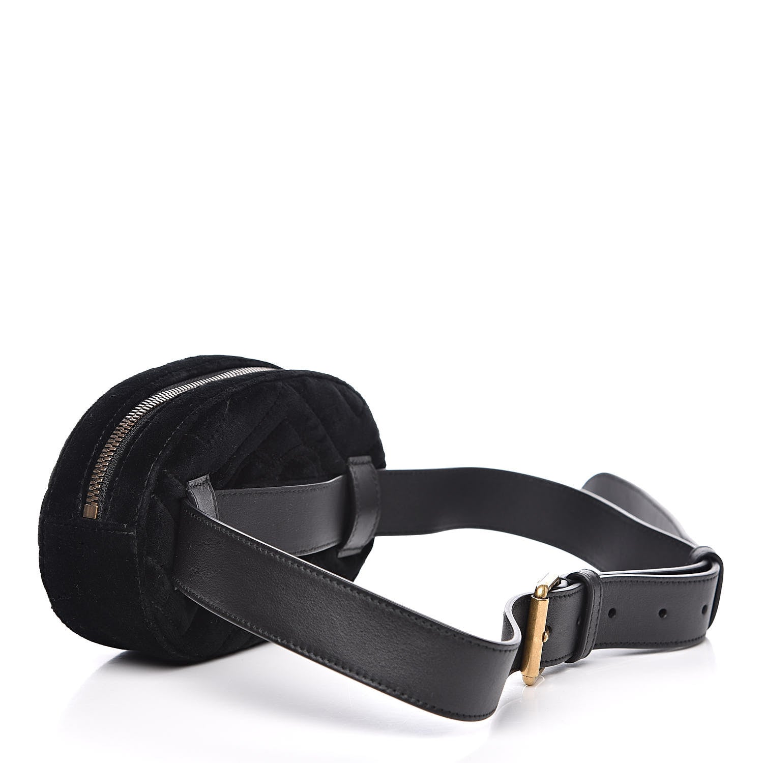 Gucci Velvet Matelasse GG Marmont Belt Bag 85 34 Black 3 of 10