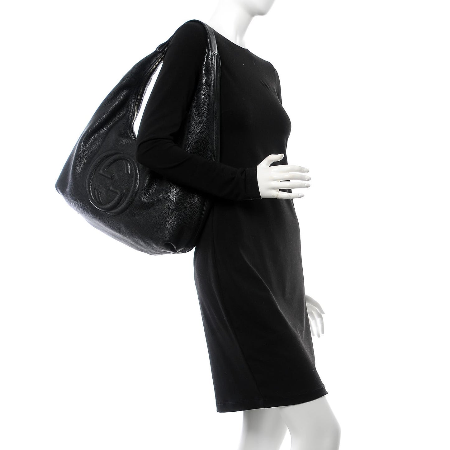 Pebbled Calfskin Soho Hobo Black