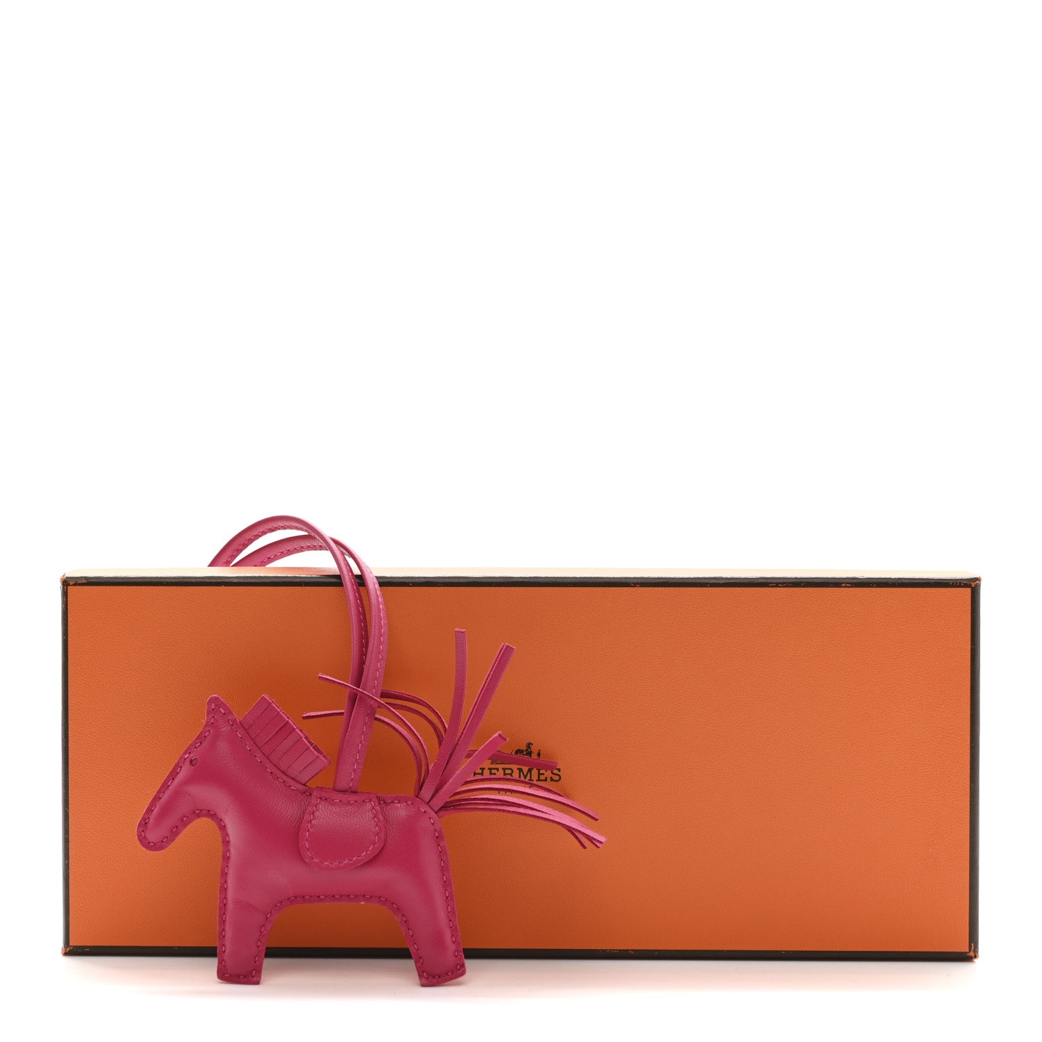 Hermes Milo Lambskin Grigri Rodeo Horse Bag Charm PM Rose Mexico