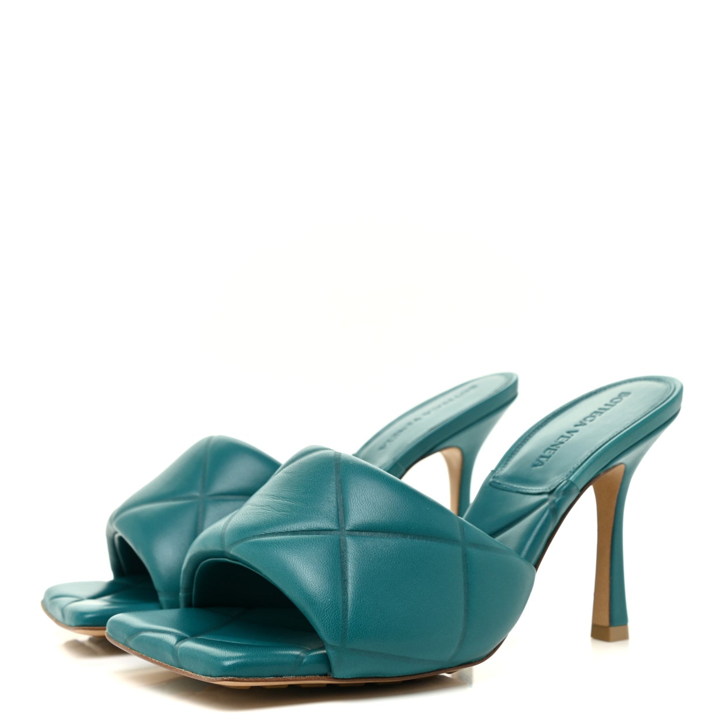 Nappa Quilted Rubber Lido Mule Sandals 38.5 Duck Green