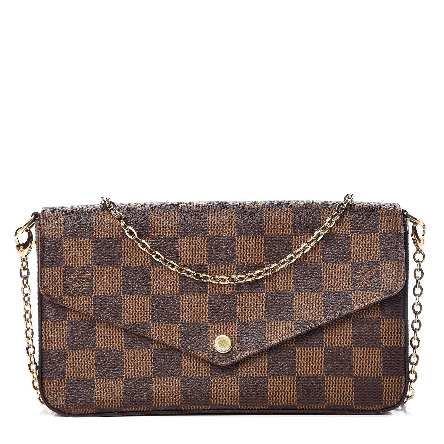 Louis Vuitton Damier Ebene Pochette Felicie Chain Wallet 1 of 15