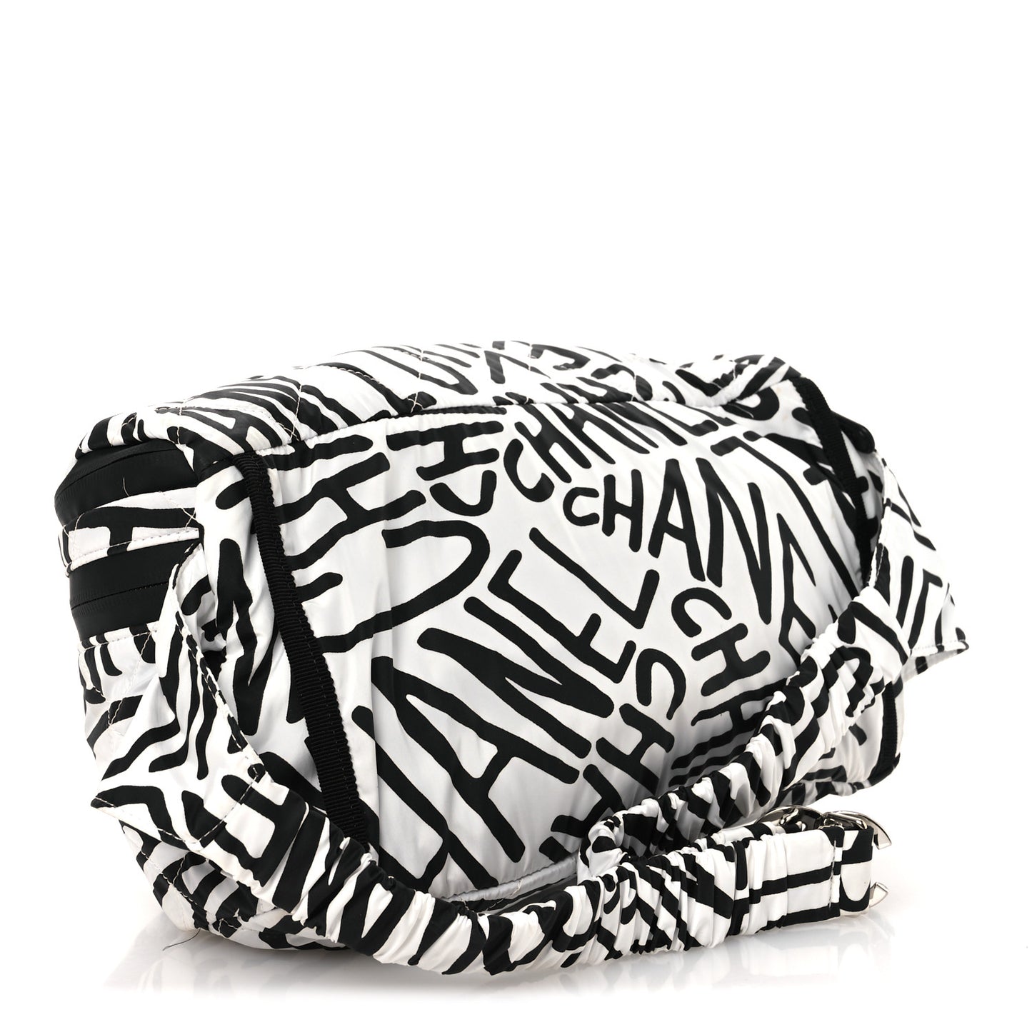 Nylon Printed Quilted Coco Neige Convertible Backpack Black White