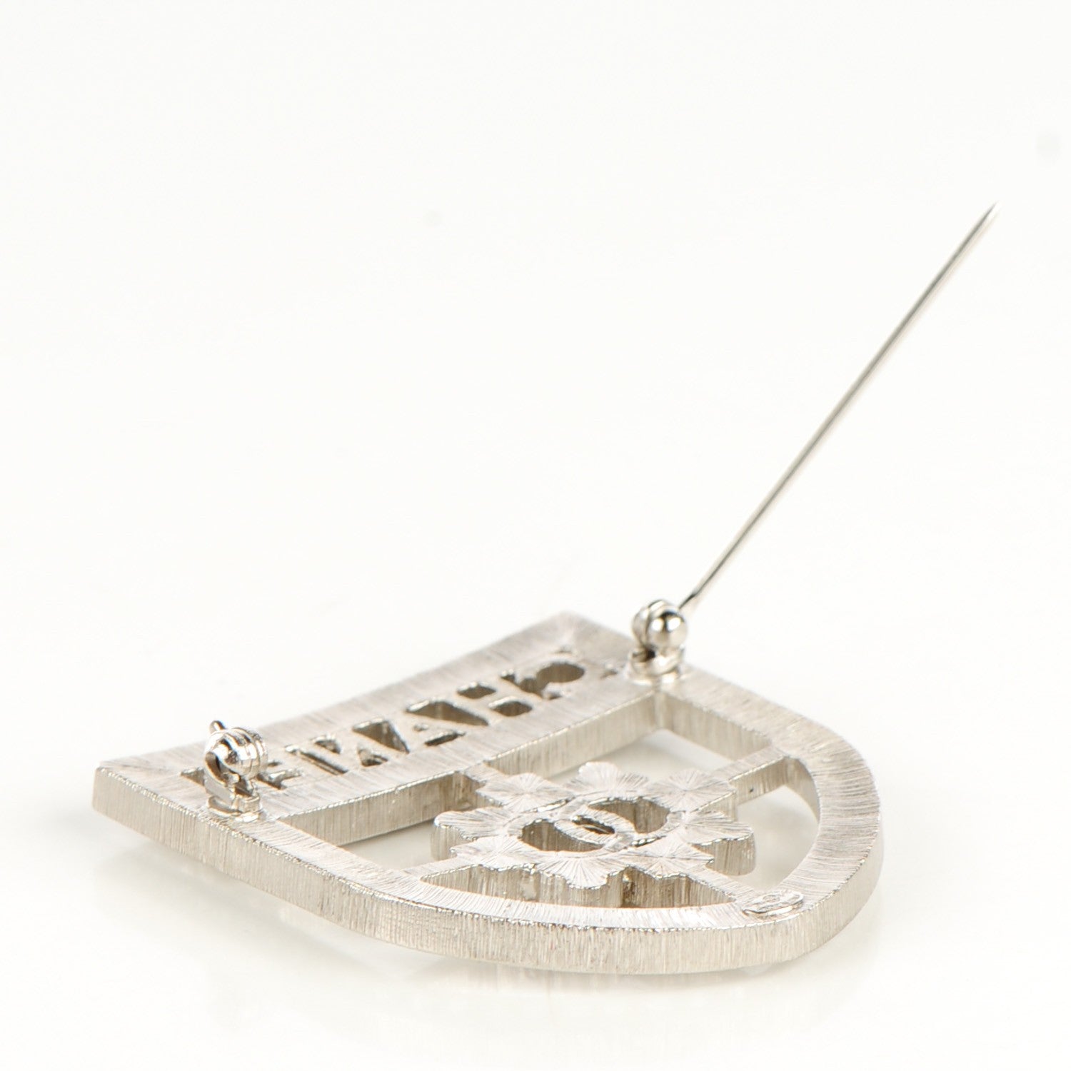 Chanel Swarovski Baguette Crystal CC Shield Brooch Silver 3 of 5