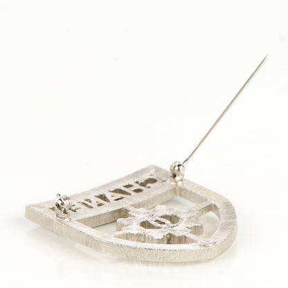 Chanel Swarovski Baguette Crystal CC Shield Brooch Silver 3 of 5