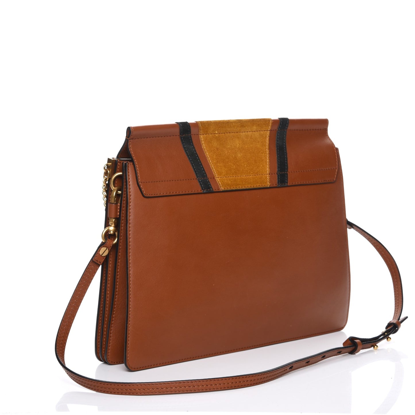 Suede Calfskin Patchwork Medium Faye Shoulder Bag Tobacco