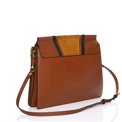 Chloe Suede Calfskin Patchwork Medium Faye Shoulder Bag Tobacco 3 of 9