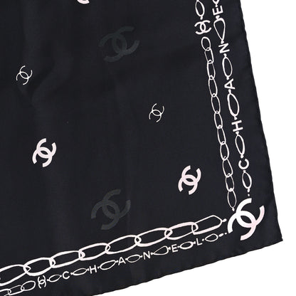 Chanel Silk CC Square Scarf Black Pink 2 of 3