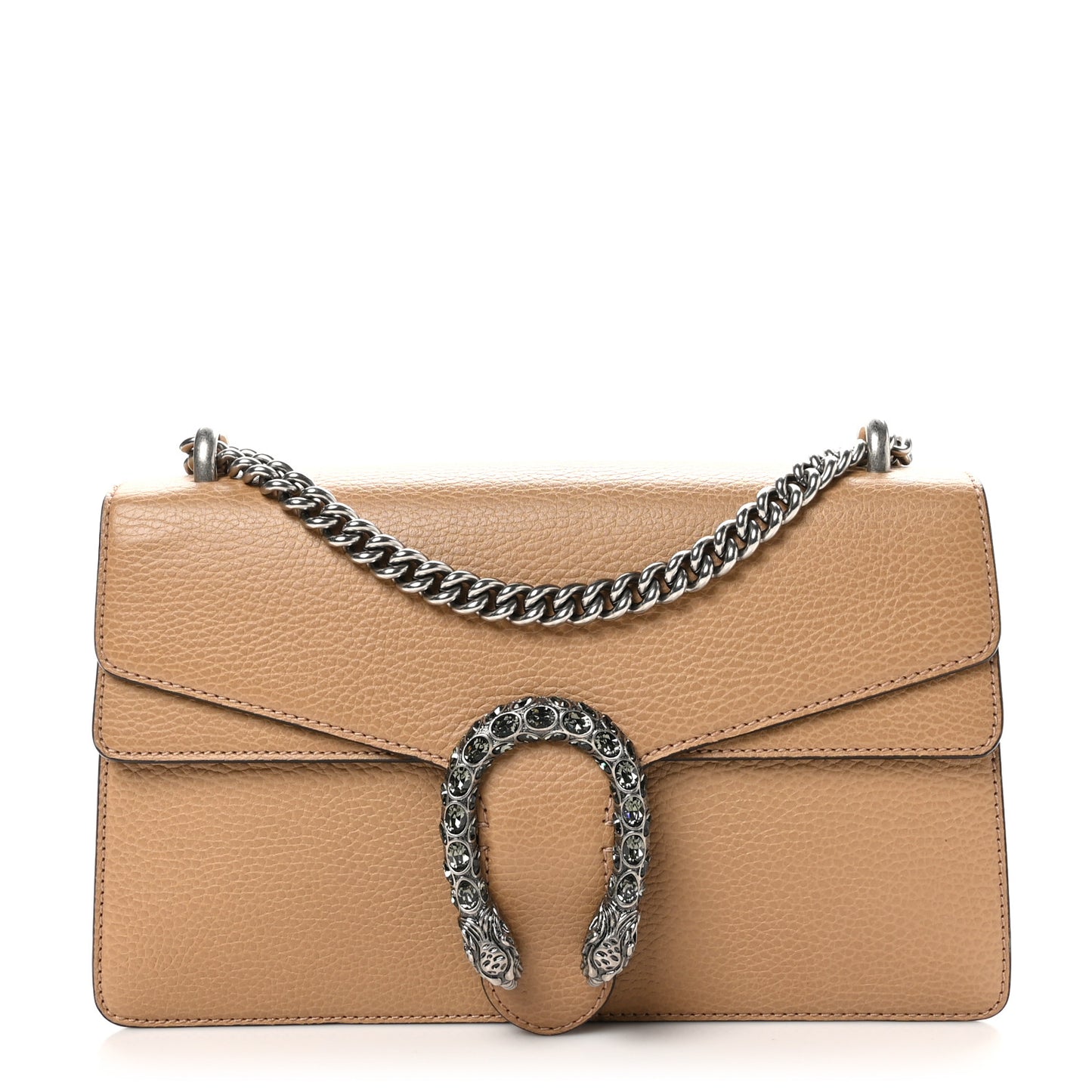 Dollar Calfskin Crystal Small Dionysus Shoulder Bag Natural Tan Black Diamond