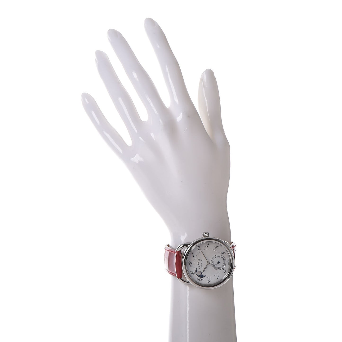 Stainless Steel Alligator Mother of Pearl 38mm Arceau Petite Lune Automatic Watch Braise