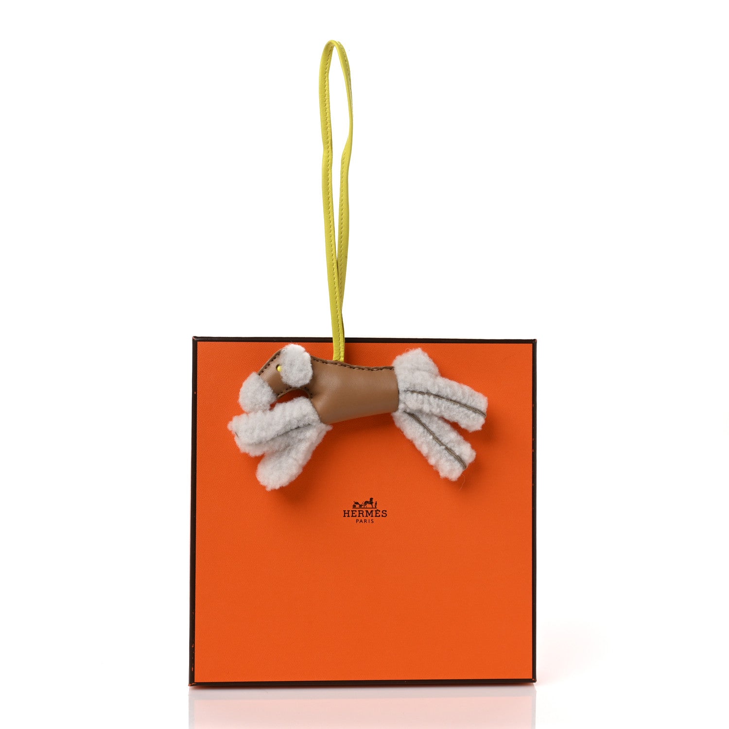 Hermes Milo Lambskin Shearling Budy Charm Chai Lime 4 of 4