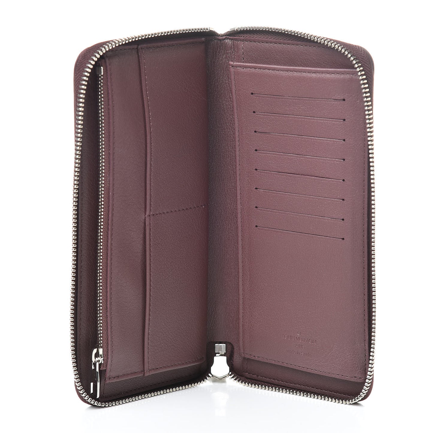 Taurillon Vertical Zippy Wallet Bordeaux