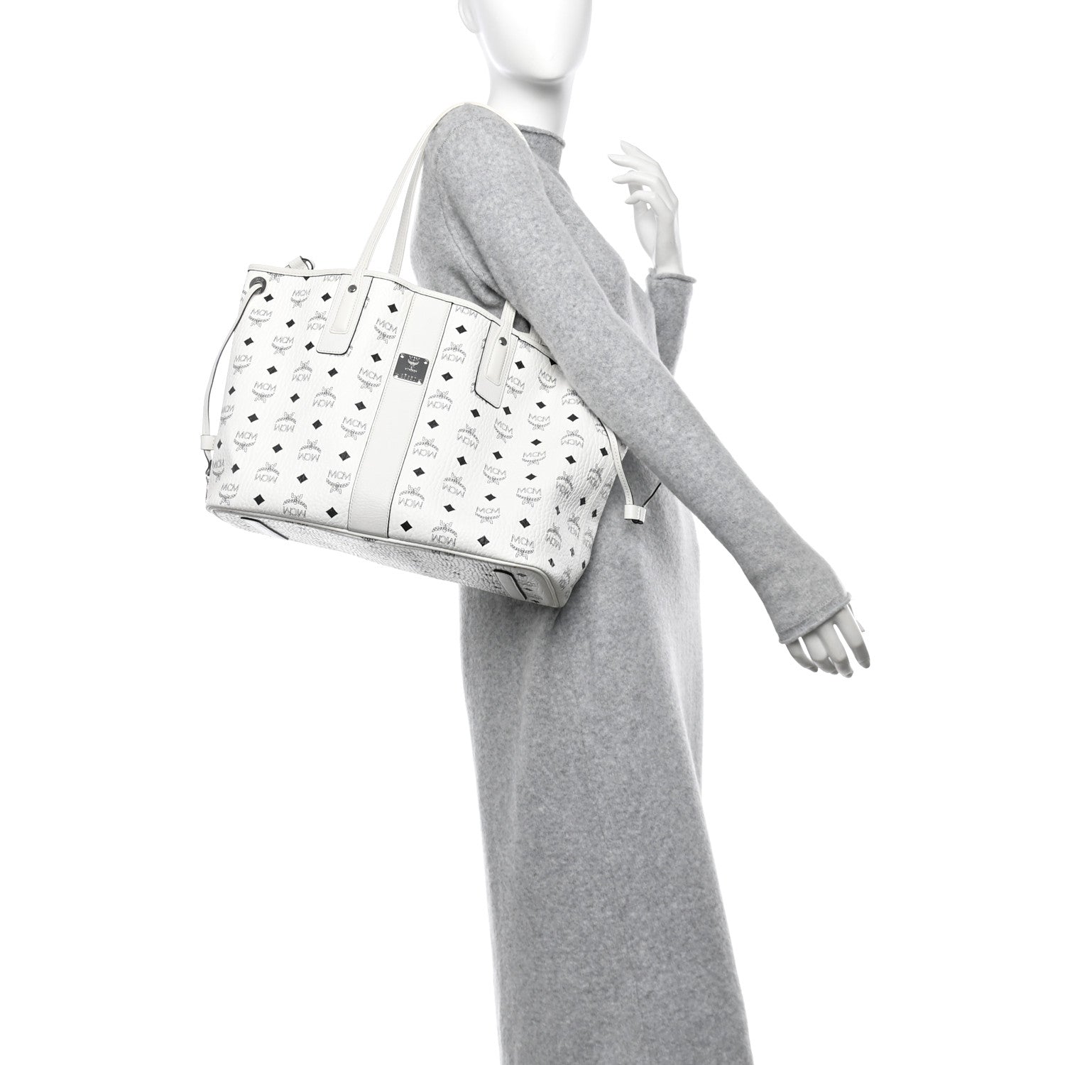MCM Visetos Medium Liz Reversible Shopper Tote White 3 of 22