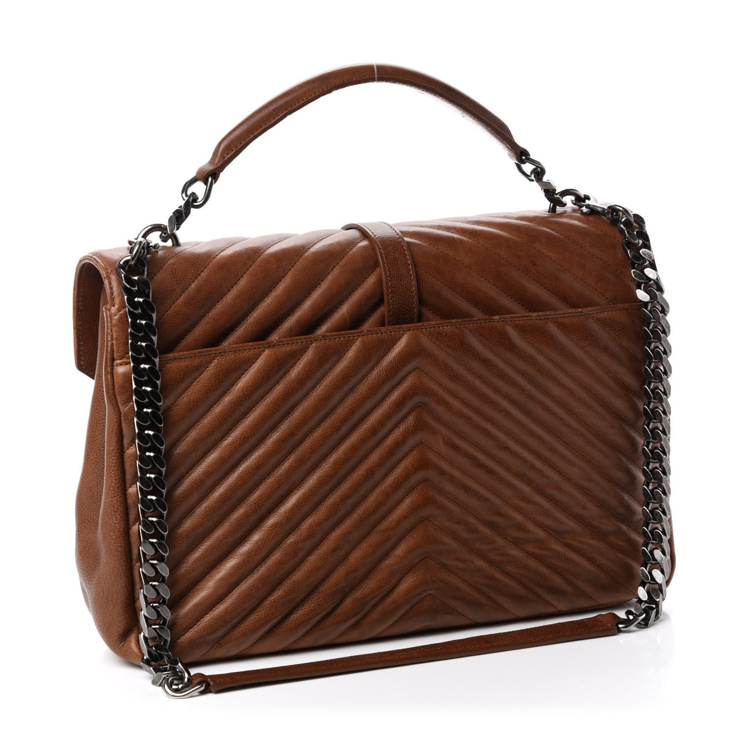 Calfskin Matelasse Chevron Monogram Large College Bag Cognac