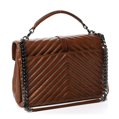 Saint Laurent Calfskin Matelasse Chevron Monogram Large College Bag Cognac 3 of 15