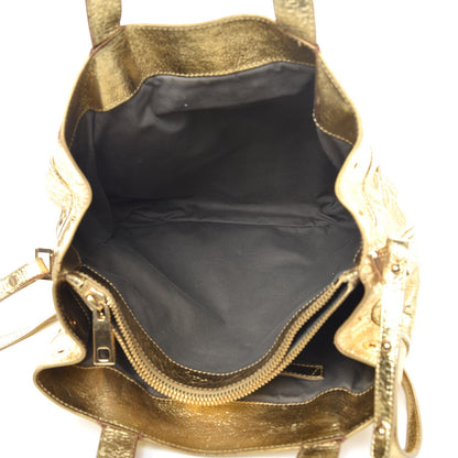 Marc Jacobs Crackled Calfskin Studded Tote Gold 6 of 12