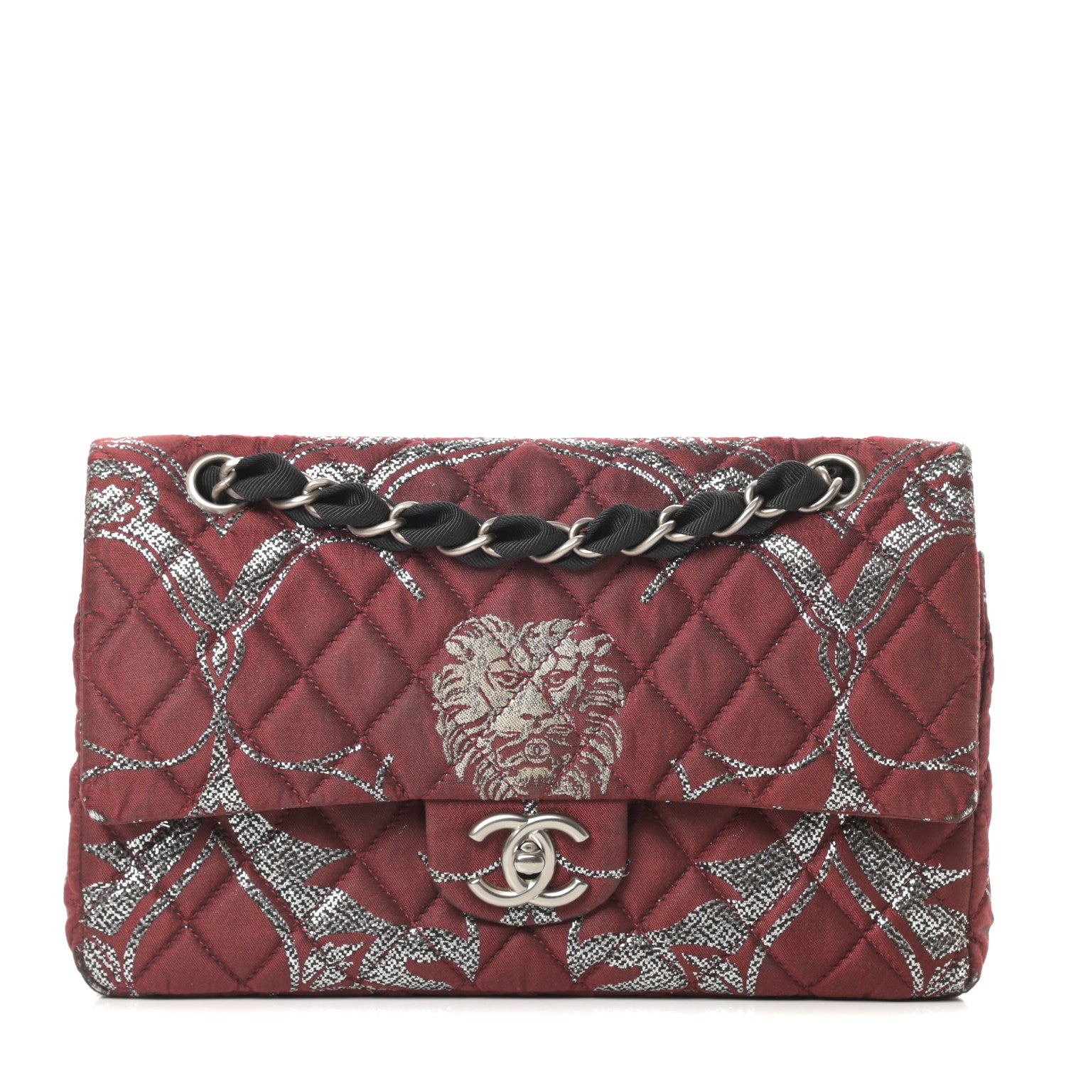 Chanel Metallic Brocade Quilted Medium Double Flap Rouge Argent 1 of 16