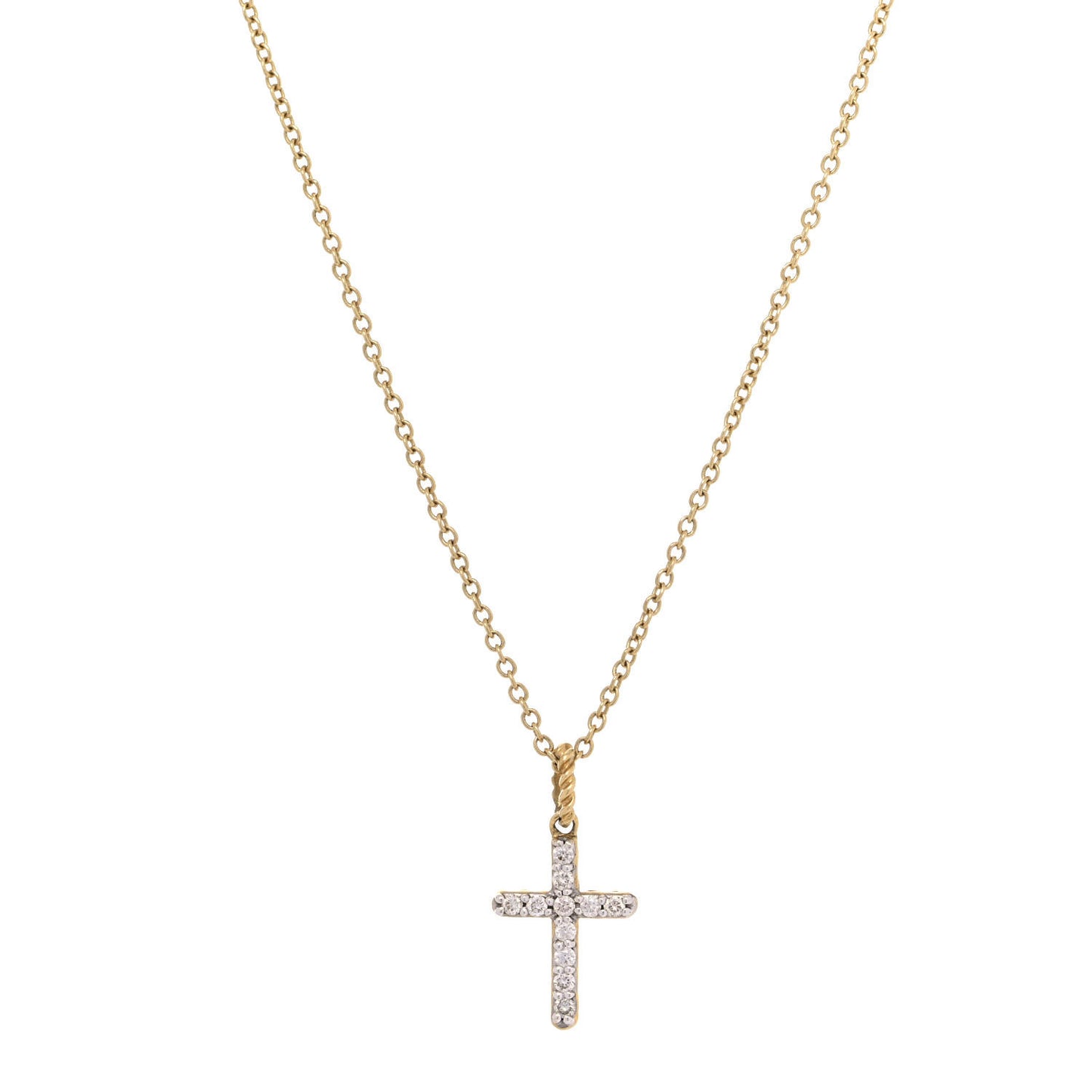 18K Yellow Gold Diamond Cable Collectibles Cross Necklace