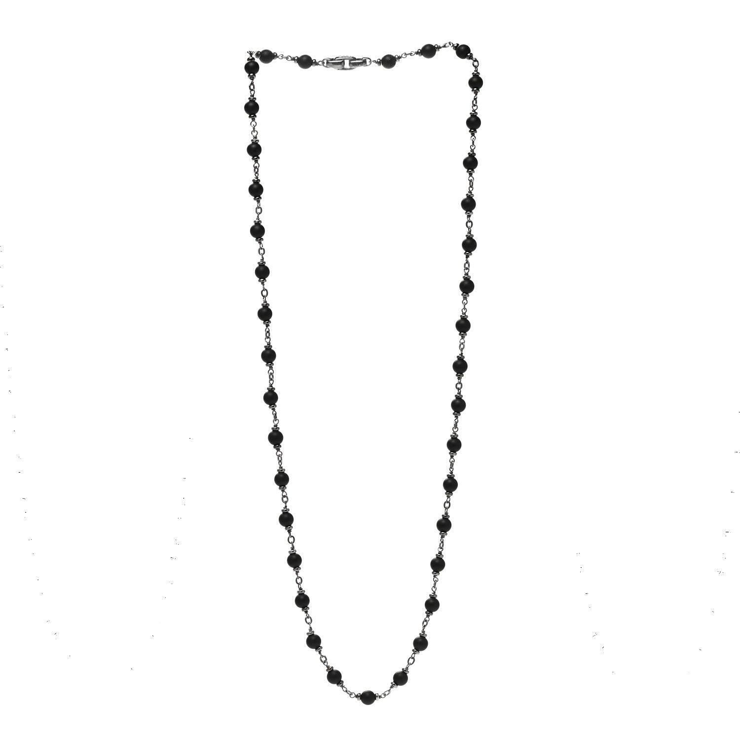 David Yurman Sterling Silver Black Onyx 6.5mm Spiritual Beads Necklace 3 of 5
