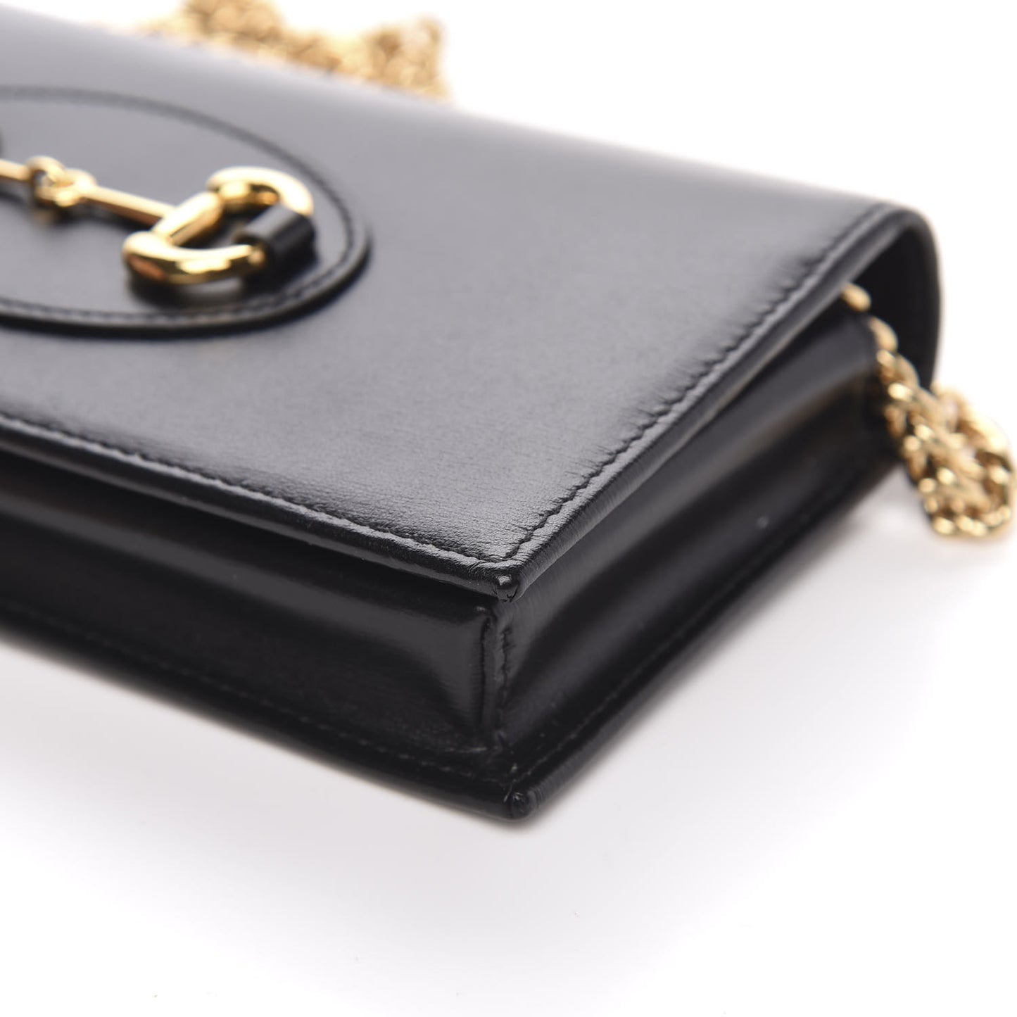 Boarded Plutone Calfskin Horsebit 1955 Wallet On Chain Black