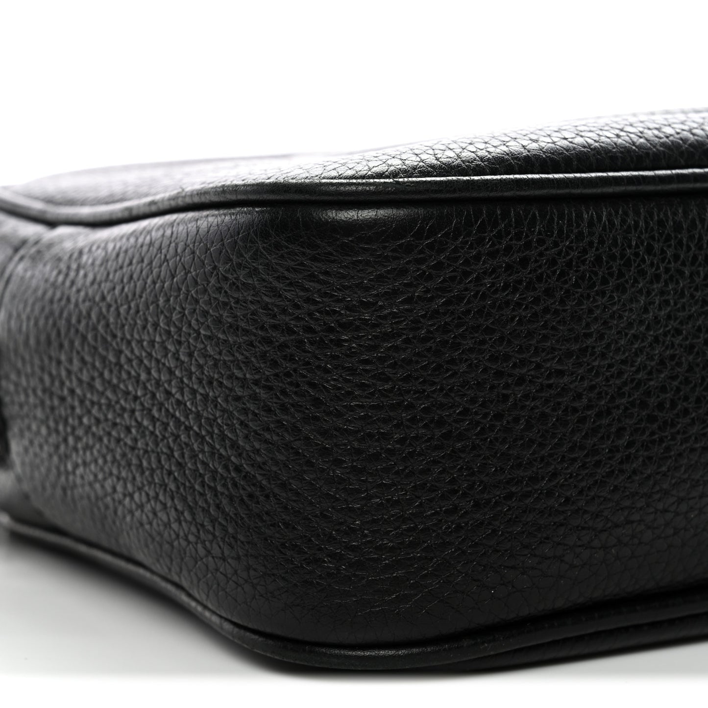 Pebbled Calfskin Small Soho Disco Bag Black