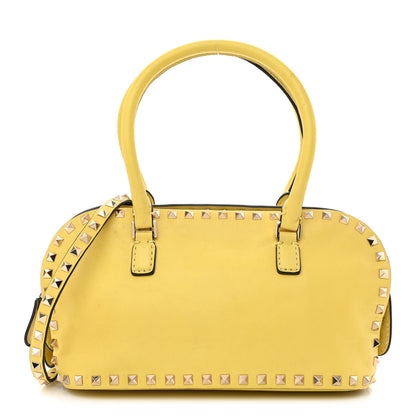 Valentino Garavani Vitello Rockstud Double Top Handle Satchel Naples Yellow 1 of 16