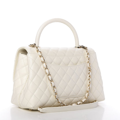 Chanel Caviar Quilted Small Coco Handle Flap White 3 of 11