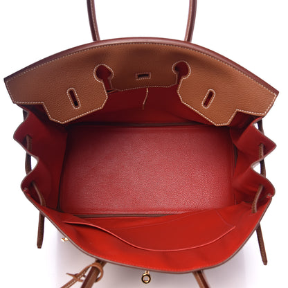 Hermes Togo Verso Birkin 35 Gold Geranium 7 of 28