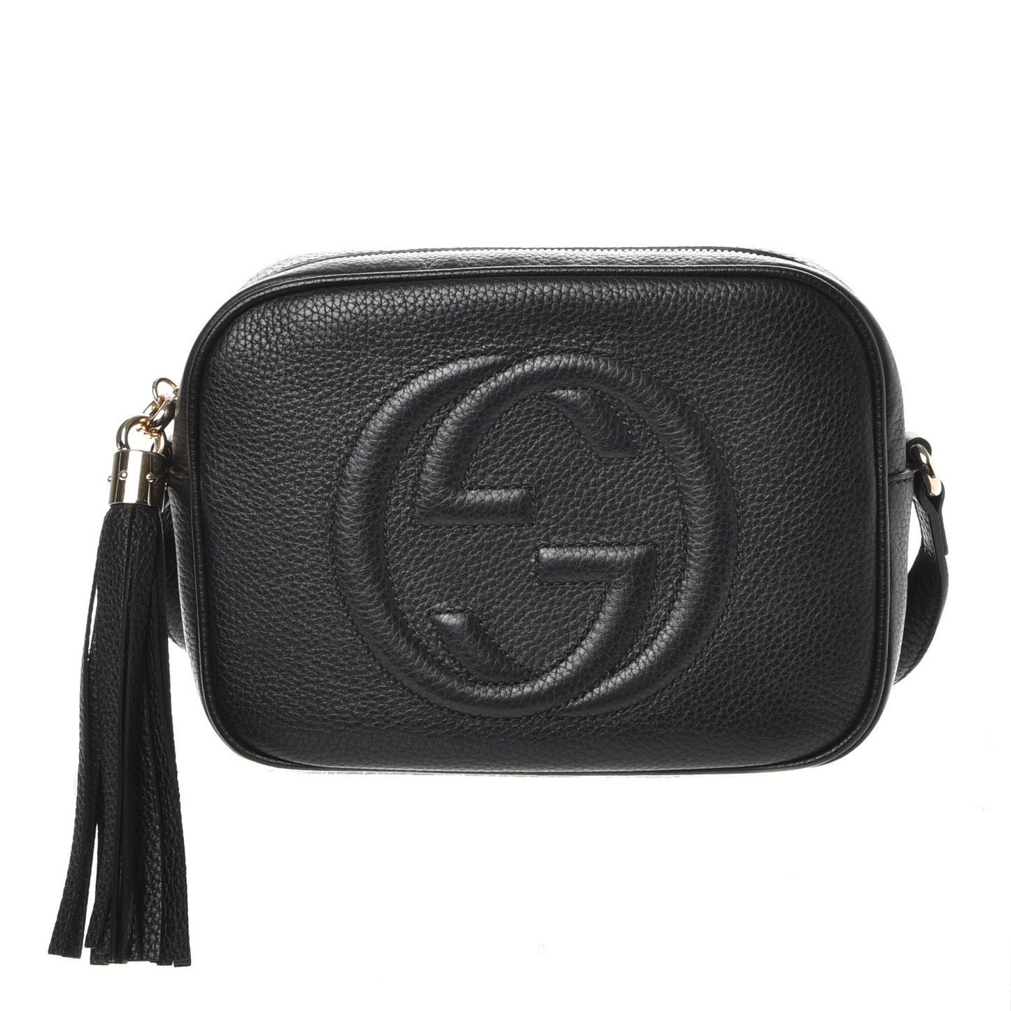 Pebbled Calfskin Small Soho Disco Bag Black