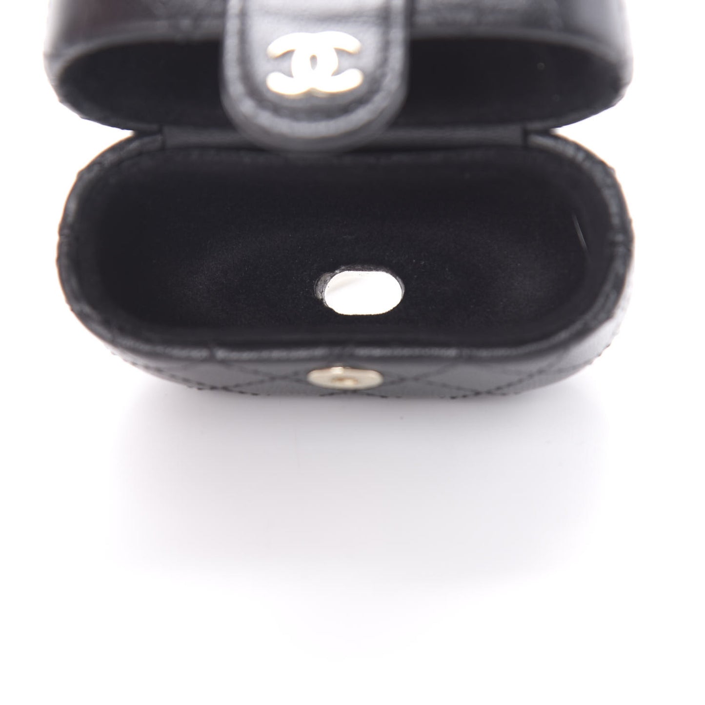 Lambskin Quilted Airpods Pro Case With Chain Black