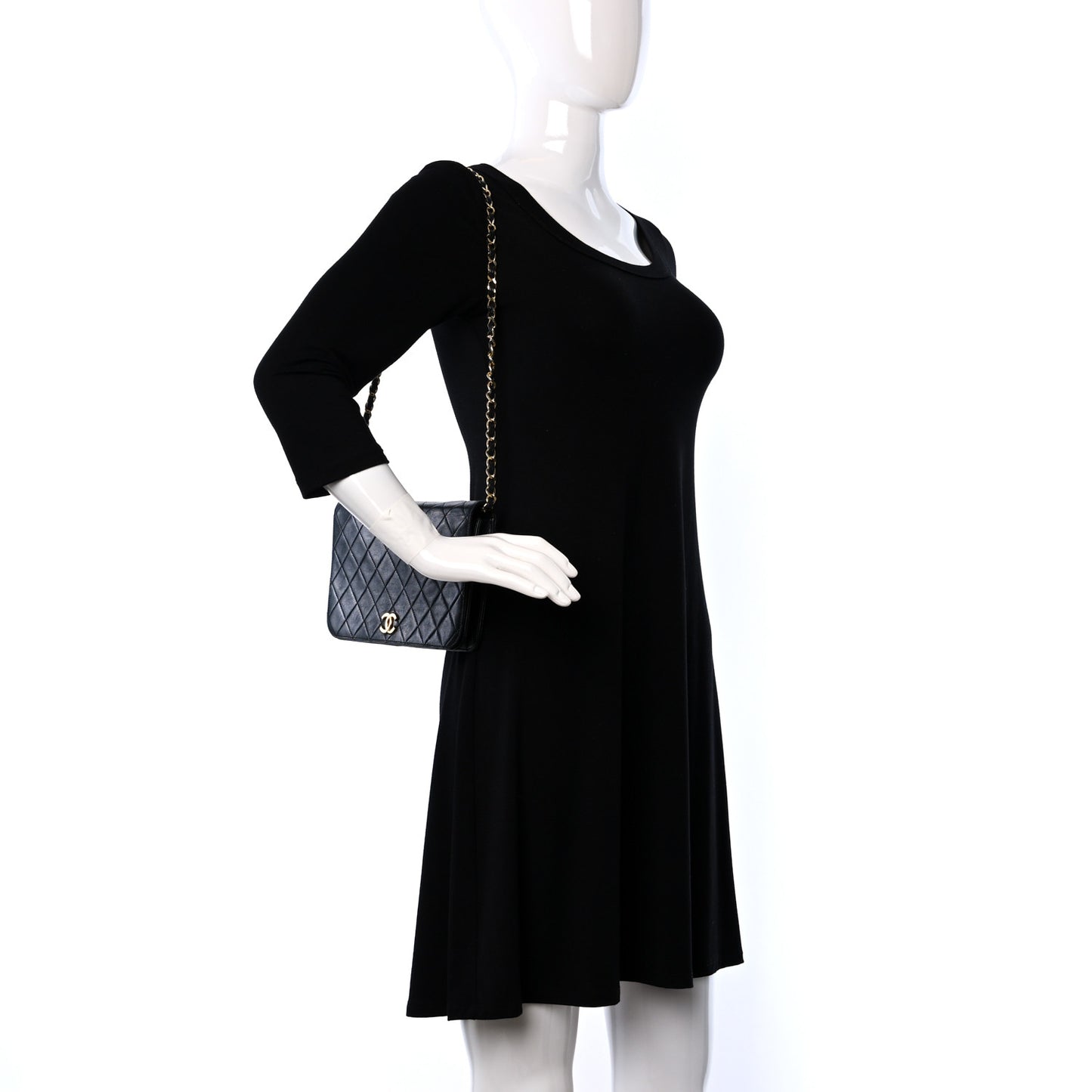 Lambskin Quilted Small Single Flap Black