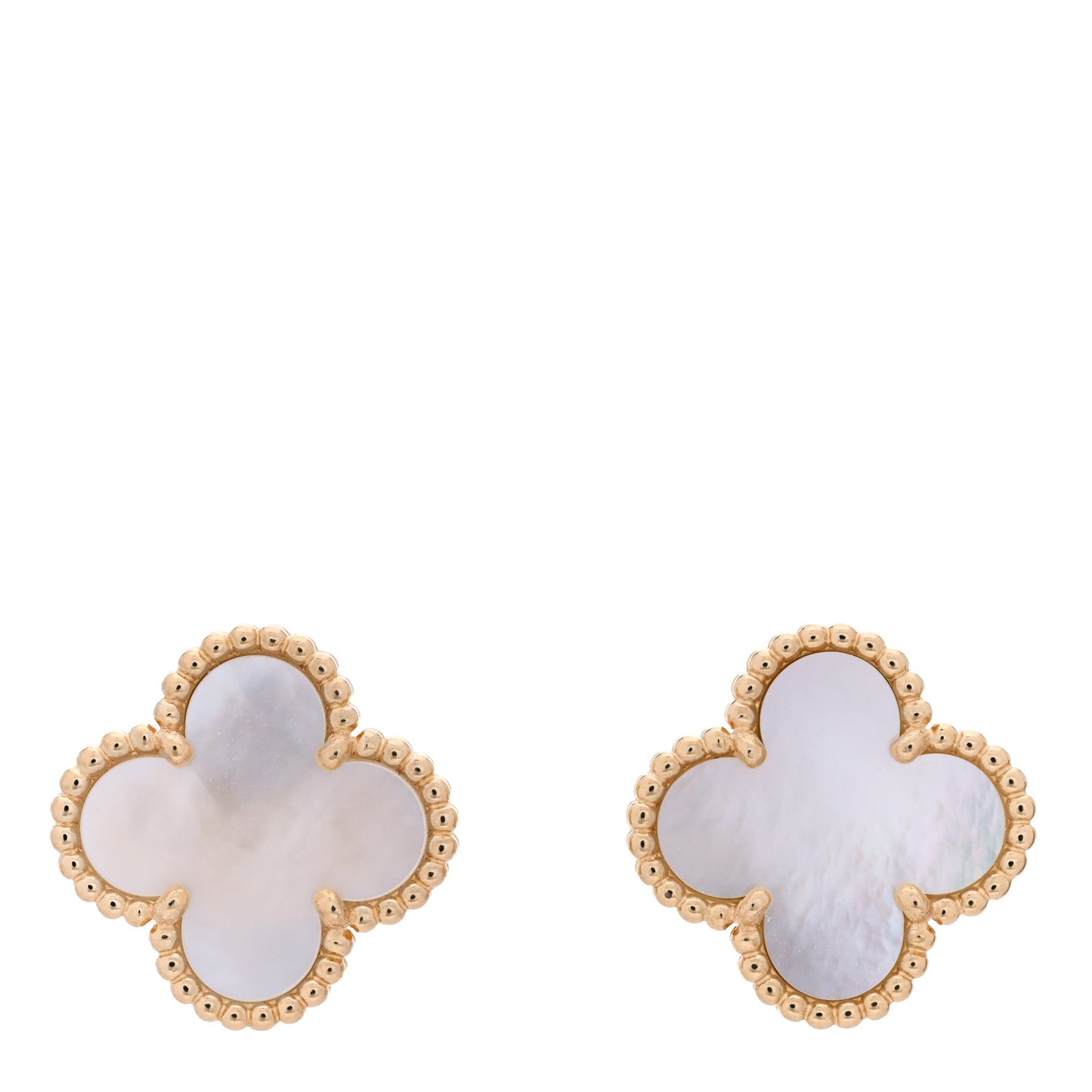 18K Yellow Gold Mother of Pearl Vintage Alhambra Earrings