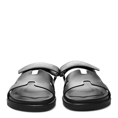 Hermes Calfskin Mens Chypre Sandals 41.5 Black 2 of 9