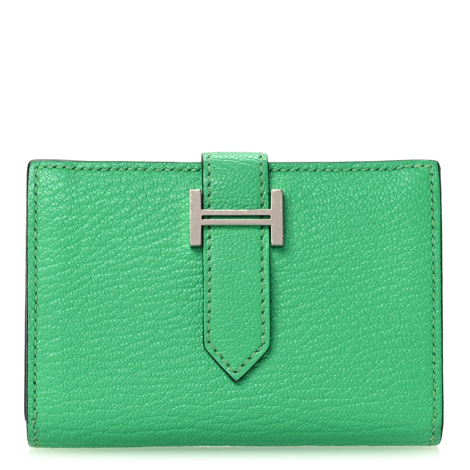 Hermes Chevre Mysore Bearn Card Holder Wallet Vert Comics 1 of 9