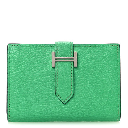 Hermes Chevre Mysore Bearn Card Holder Wallet Vert Comics 1 of 9