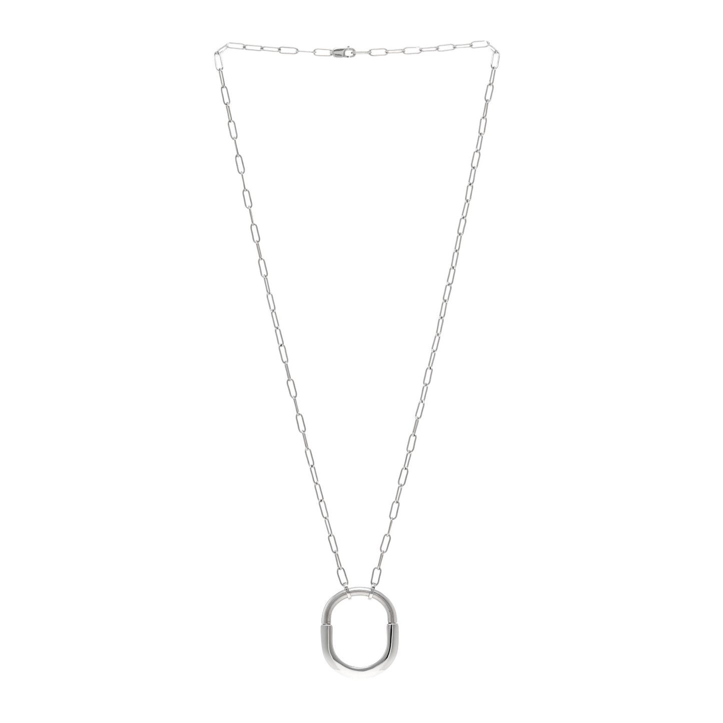 18K White Gold Medium Lock Pendant Necklace