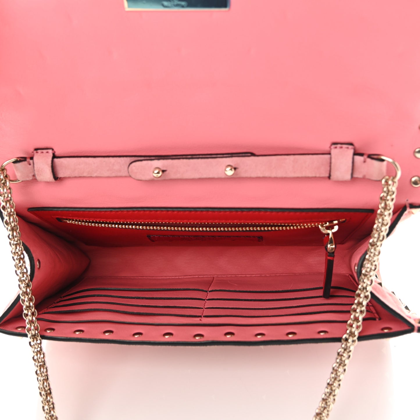 Suede Rockstud Spike Wallet on Chain Paradise Rose