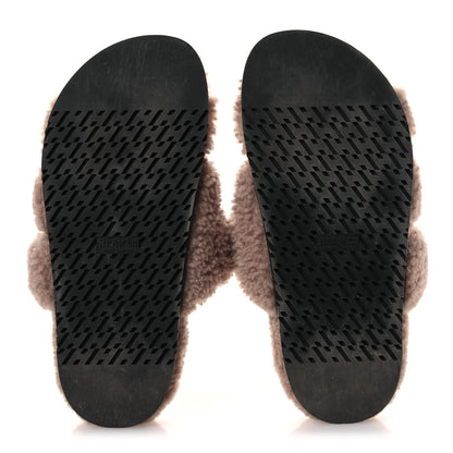 Hermes Woolskin Womens Chypre Sandals 37.5 Bois De Santal 7 of 10