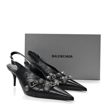 Balenciaga Agneau Arena Cagole 70mm Slingback Pumps 37 Black 8 of 8