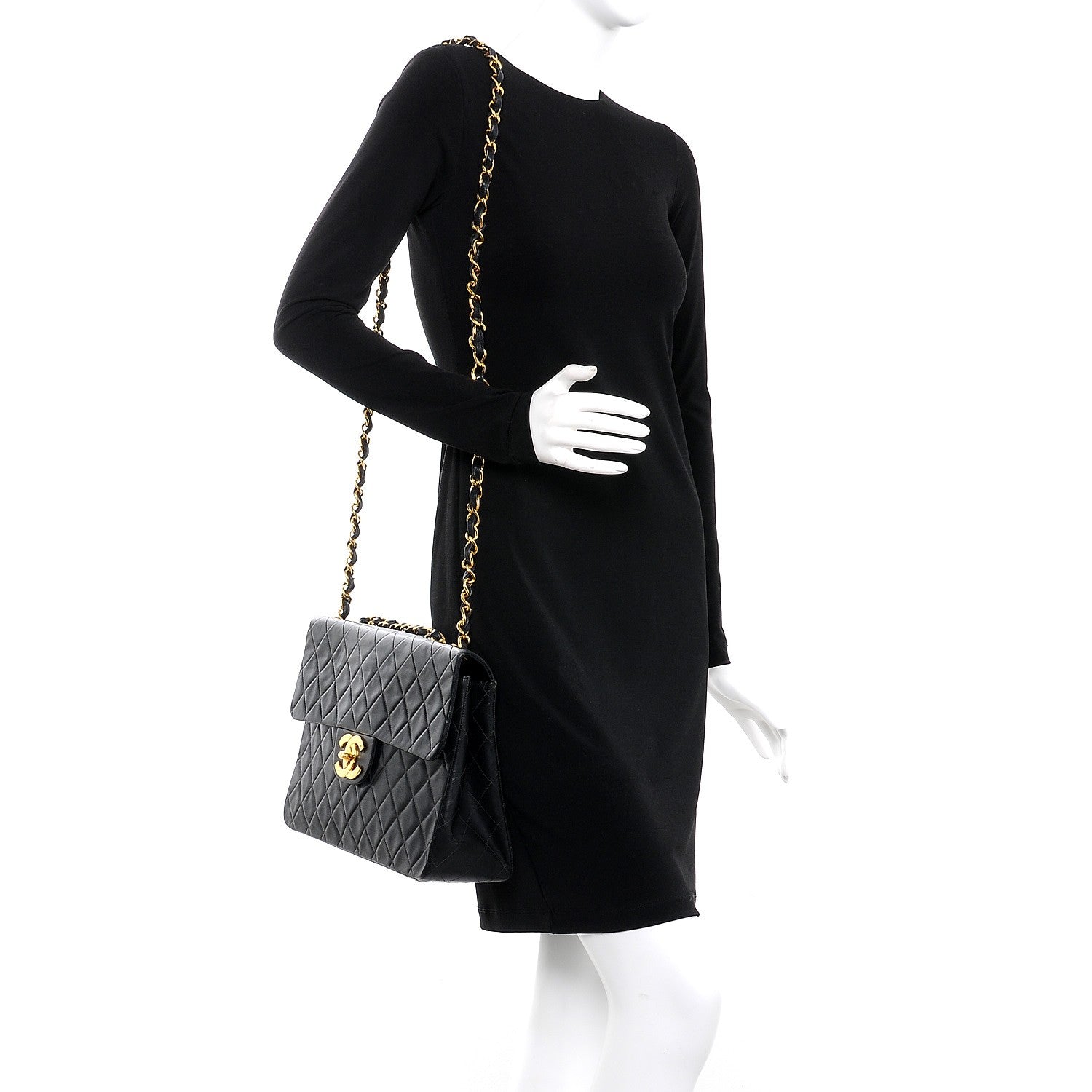 Chanel Lambskin Quilted XL Jumbo Single Flap Black 2 of 15