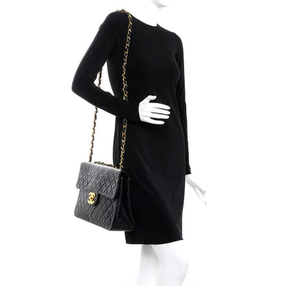 Chanel Lambskin Quilted XL Jumbo Single Flap Black 2 of 15