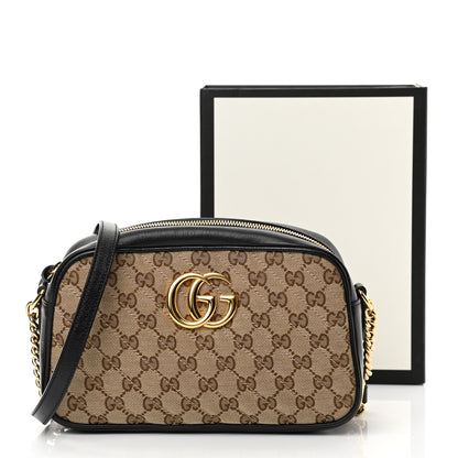 Gucci Monogram Matelasse Diagonal Small GG Marmont Chain Shoulder Bag Beige Black 11 of 11